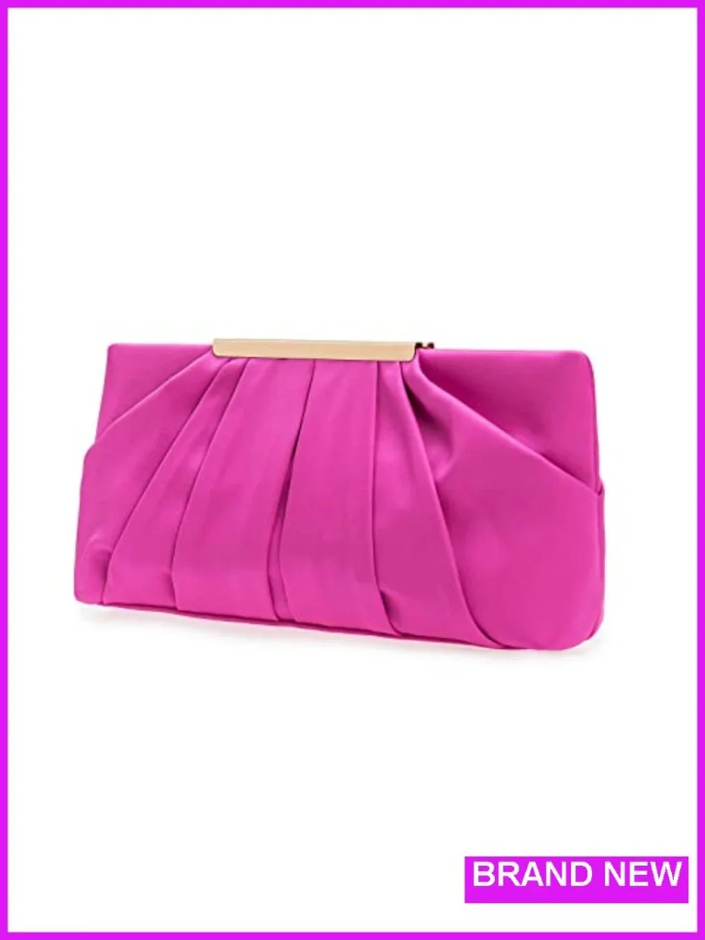 Pleated Satin Evening Clutch Bag Detachable Chain Formal Purse Womens Handbag